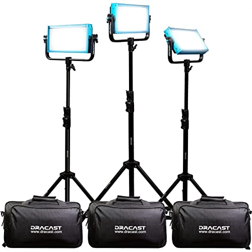 Dracast Plus Series LED500 Tageslicht 3er Licht-Set mit Panel Leuchten, Lichtstativen | 5600K LED Foto Video| Stufenlose regelung 0-100% | CRI TLCI 96+ | DMX Studioleuchte mit V-Mount, G-Mount Dracast Plus Series LED500 Tageslicht 3er Licht-Set mit Panel Leuchten, Lichtstativen | 5600K LED Foto Video| Stufenlose regelung 0-100% | CRI TLCI 96+ | DMX Studioleuchte mit V-Mount, G-Mount von Dracast