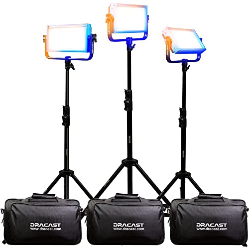 Dracast Pro Series LED500 - Bi-Color 3er Licht-Set mit Panel Leuchten, Lichtstativen | 3200K - 5600K LED Foto Video| Stufenlose regelung 0-100% | CRI TLCI 96+ | Studioleuchte | V-Mount | 4400 lux Dracast Pro Series LED500 - Bi-Color 3er Licht-Set mit Panel Leuchten, Lichtstativen | 3200K - 5600K LED Foto Video| Stufenlose regelung 0-100% | CRI TLCI 96+ | Studioleuchte | V-Mount | 4400 lux von Dracast