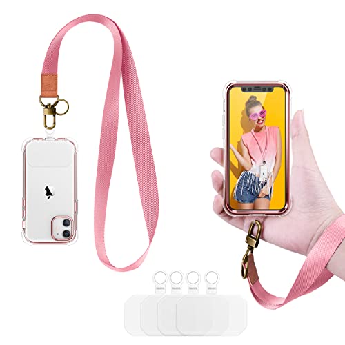 Dracool 2 Stück Handykette Universal Schlüsselband Umhängeband zum Umhängen Handyband zum Umhängen Halsband und Handschlaufe 4 Patches für iPhone Samsung Huawei Xiaomi und Mehr Smartphone - Roségold von Dracool