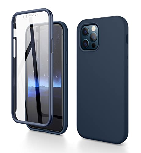 Dracool 2022 Upgrade Silikon Hülle für iPhone 12/12 Pro Hülle Liquid Silikon Handyhülle 360 Grad Komplettschutz Stoßfest Kratzfest Displayschutz Ultra Dünn Flüssig Silikon Schutzhülle - Navy Blau von Dracool