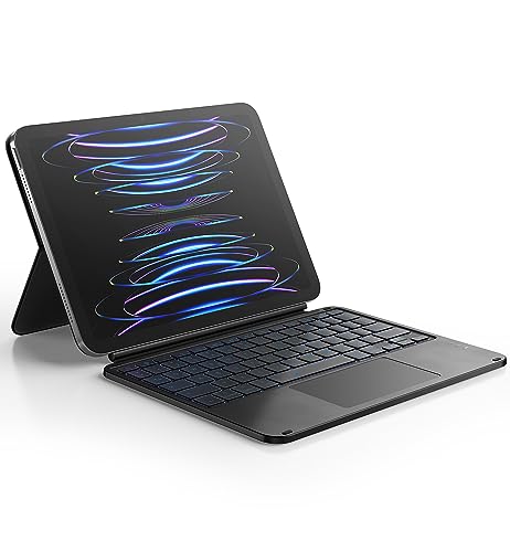 Dracool Tastatur Hülle für iPad Air 11 Zoll (M2) 2024, iPad Air 6/5/4 Gen/iPad Pro 11 4./3./2./1. Gen Tastatur Trackpad Magnetische Ständer Beleuchtete Magic Style Keyboard Folio Case QWERTZ, Schwarz von Dracool