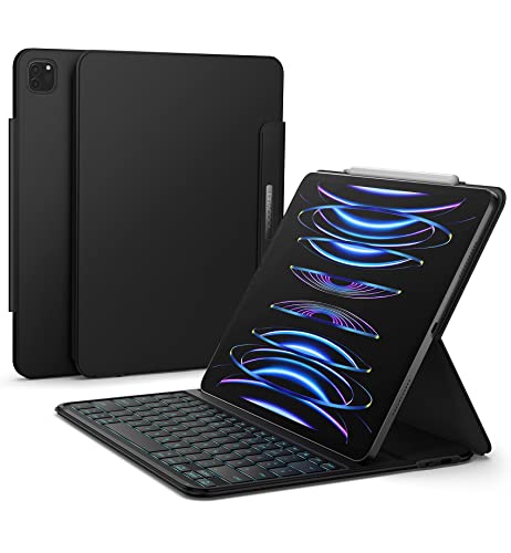 Dracool für iPad Pro 12.9 Hülle mit Tastatur Smart Keyboard Folio für iPad Pro mit Stifthalter Magnetische Ultradünn Leicht Beleuchtete Bluetooth Tastatur 2022 (6./5./4. Gen) Deutsches QWERTZ von Dracool