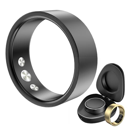 Dracqwn Smart Ring, Genaue Überwachung Von Schrittzähler, Herz, Temperatur, Titanring Mit Ladehülle, App for IOS Und Android(C Black 1 Pack,20# ID: 62.8Mm) von Dracqwn