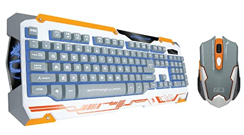 Dragon War - Sencaic – Halbmechanische RGB/QWERTY Combo Gaming Tastatur + RGB Wired Gaming Mouse (weiß/orange) von Dragon War