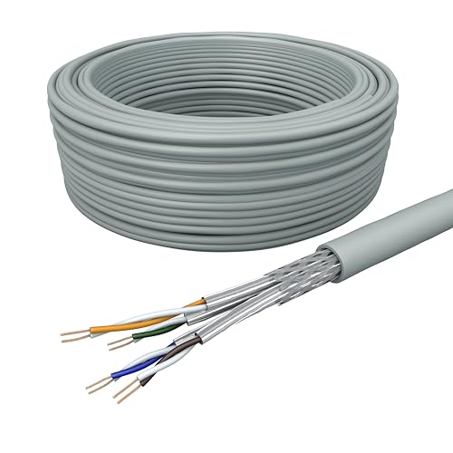 Draka Netzwerkkabel Patchkabel LAN Kabel Flexibel Cat 7 S/FTP PiMF LSZH Halogenfrei AWG 26/7 Installationskabel Datenkabel PoE 100% Kupfer UC900 Flex 10Gbit/s (Grau, 100m) von Draka