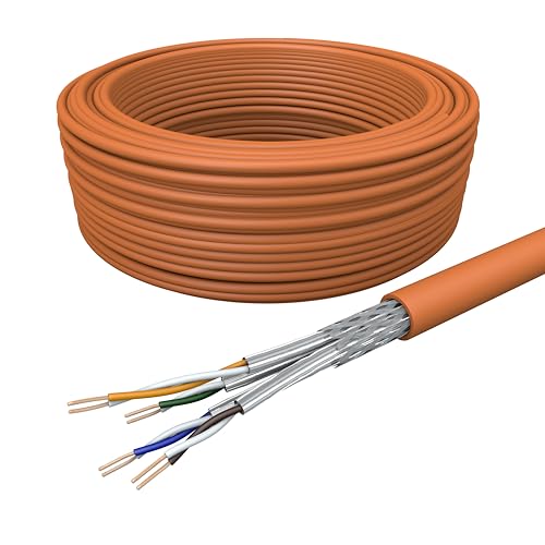 Draka Netzwerkkabel Verlegekabel LAN Kabel 100m Cat 7 S/FTP PiMF LSZH Halogenfrei AWG 23/1 Installationskabel Datenkabel PoE 100% Kupfer UC900 HS23 GHMT PVP Zertifiziert Made in EU 10Gbit/s Orange von Draka