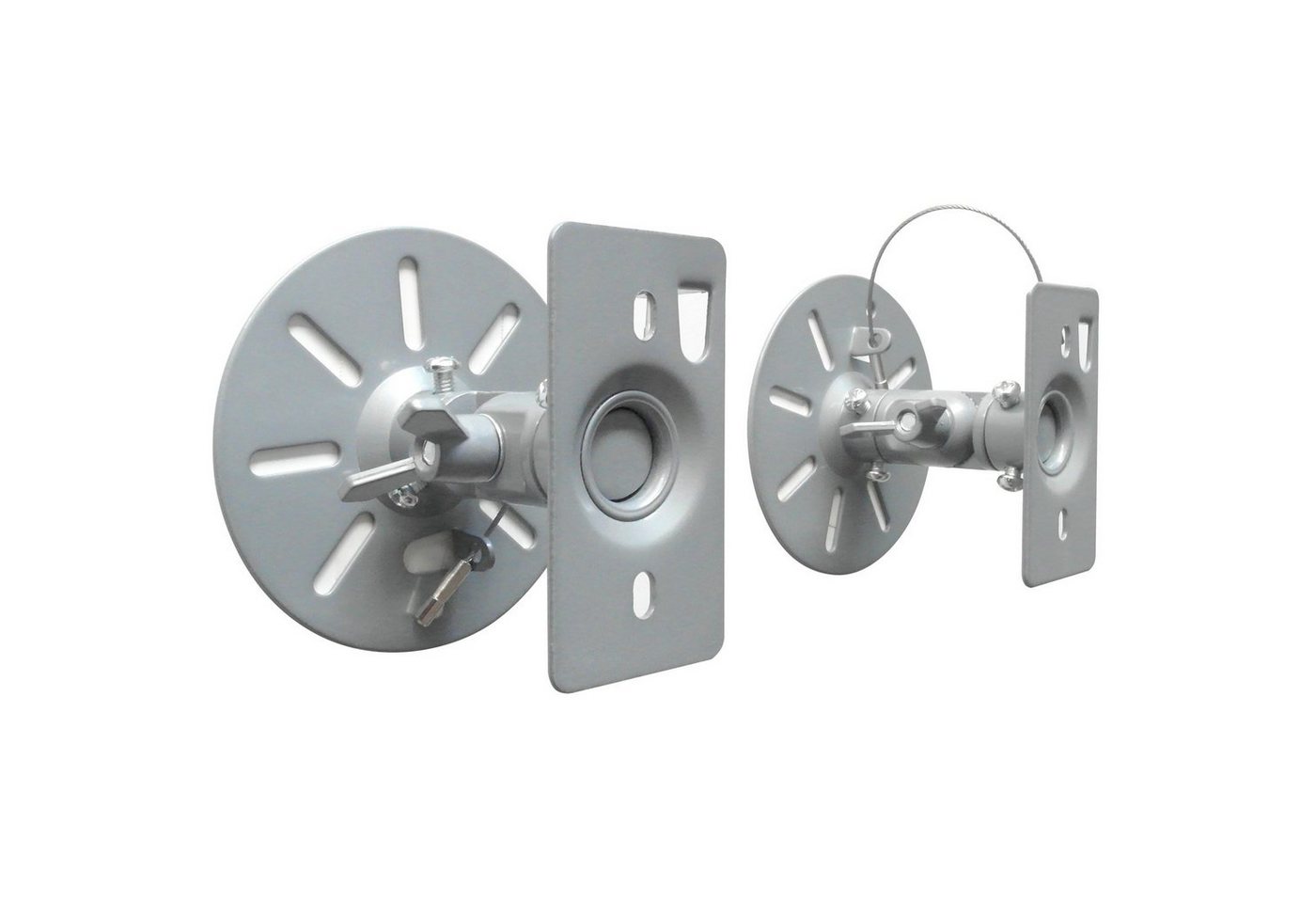 Drall Instruments BS9SK Lautsprecher-Wandhalterung, (2-tlg., 360° Grad drehbar, per Rasterung arretierbar, Stahlseil-Sicherung) von Drall Instruments