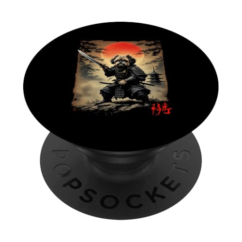 Dramatischer Samurai-Hund PopSockets Klebender PopGrip von Dramatischer Samurai-Hund Designs