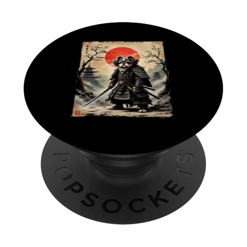 Dramatischer Samurai Hund PopSockets Klebender PopGrip von Dramatischer Samurai Hund Designs