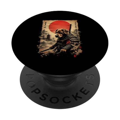 Dramatischer Samurai-Hund PopSockets Klebender PopGrip von Dramatischer Samurai-Hund Designs