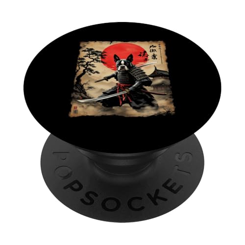 劉 福 Dramatischer Samurai-Hund PopSockets Klebender PopGrip von Dramatischer Samurai-Hund Designs