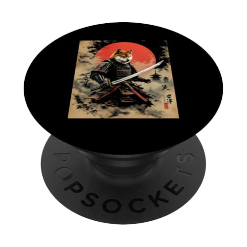 Dramatischer Samurai-Hund PopSockets Klebender PopGrip von Dramatischer Samurai-Hund Designs