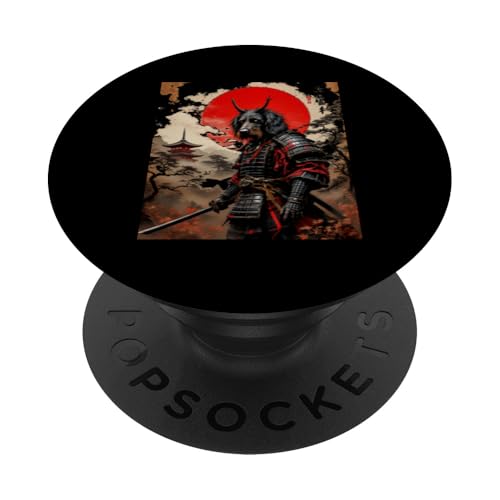 Dramatischer Samurai-Hund PopSockets Klebender PopGrip von Dramatischer Samurai-Hund Designs