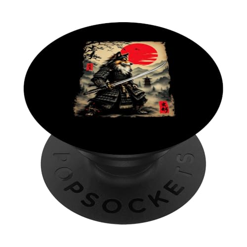 Dramatischer Samurai Hund PopSockets Klebender PopGrip von Dramatischer Samurai Hund Designs