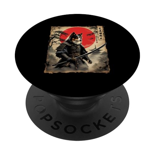 武士 Dramatischer Samurai-Hund PopSockets Klebender PopGrip von Dramatischer Samurai-Hund Designs