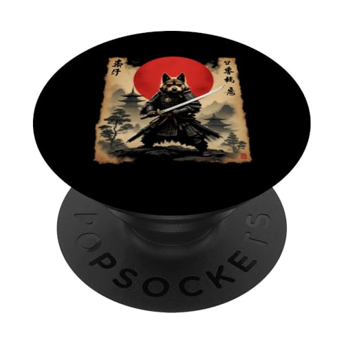Dramatischer Samurai-Hund PopSockets Klebender PopGrip von Dramatischer Samurai-Hund Designs
