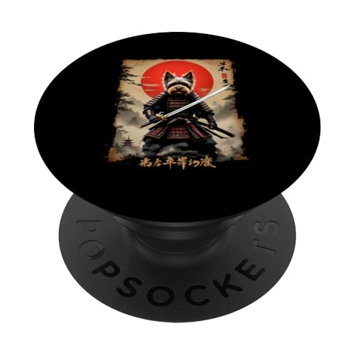 Dramatischer Samurai-Hund PopSockets Klebender PopGrip von Dramatischer Samurai-Hund Designs