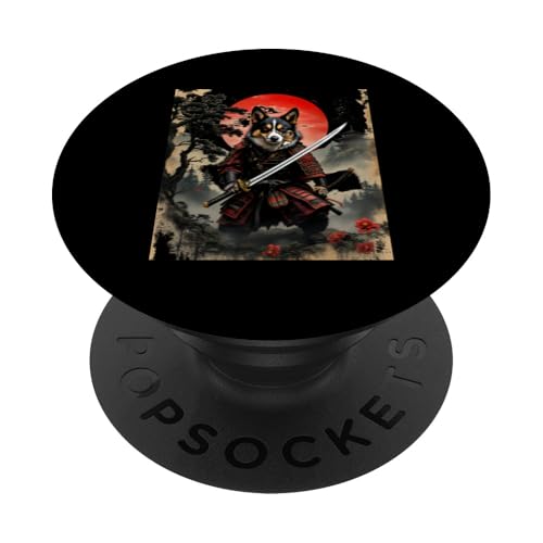 Dramatischer Samurai Hund PopSockets Klebender PopGrip von Dramatischer Samurai Hund Designs