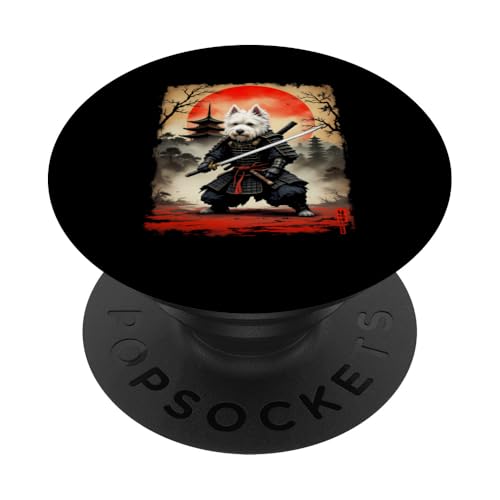 Dramatischer Samurai Hund PopSockets Klebender PopGrip von Dramatischer Samurai Hund Designs