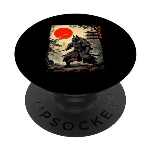 Dramatischer Samurai Hund PopSockets Klebender PopGrip von Dramatischer Samurai Hund Designs