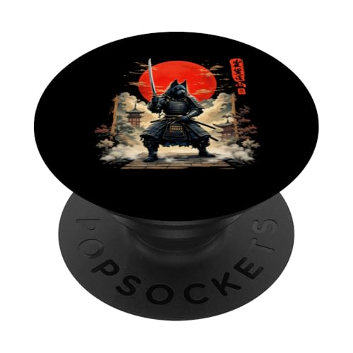 Dramatischer Samurai-Hund PopSockets Klebender PopGrip von Dramatischer Samurai-Hund Designs