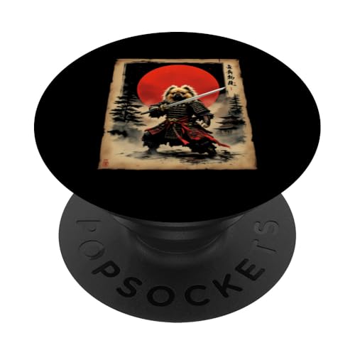立本精進 Dramatischer Samurai Hund PopSockets Klebender PopGrip von Dramatischer Samurai Hund Designs