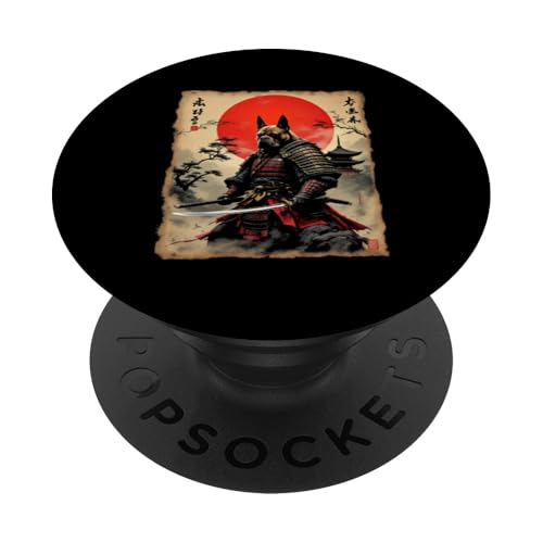 Dramatischer Samurai Hund PopSockets Klebender PopGrip von Dramatischer Samurai Hund Designs