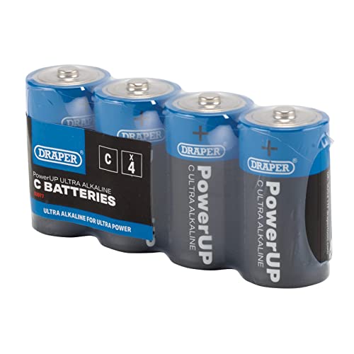 Draper 03977 PowerUP Ultra Alkaline C Batterien (4 Stück) von Draper