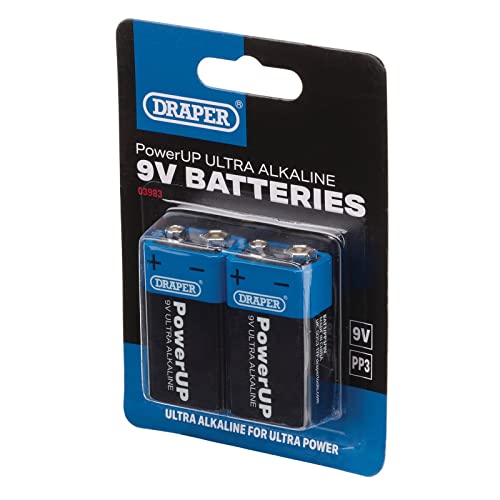 Draper 03983 PowerUP Ultra Alkaline 9V Batterien (2 Stück) von Draper