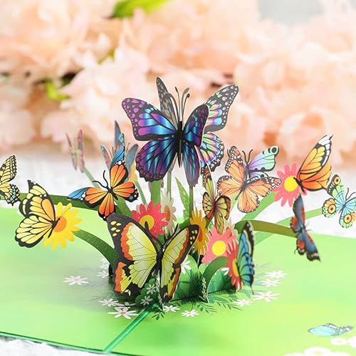 Blumenstrauß 3d Grußkarte: 3d Pop-up faltbare Grußkarte Nelke Gänseblümchen Schmetterling Dankeskarte, handgemacht, Urlaubsgrußkarte für Mutter von Drawelry