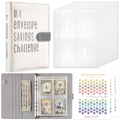 Budget Planner Deutsch Budget Planer Geld Organizer mit 100 Binder Taschen A5 Mulitfarbig Ringbuchordner für Finanzplaner Budget Sparen Mappe Cash Stuffing Startset Geburtstags Geschenk (Grau) von Drawelry