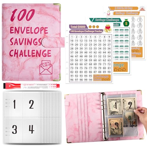 Budget Planner Deutsch Budget Planer Geld Organizer mit 100 Binder Taschen A5 Mulitfarbig Ringbuchordner für Finanzplaner Budget Sparen Mappe Cash Stuffing Startset Geburtstags Geschenkk (Rosa) von Drawelry