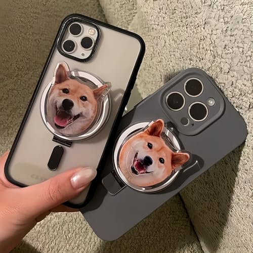 Drawelry Personalisiert Foto Telefongriff mit Hund Katze Bild Drucken Starker Magnet Saugnapf Selbstklebend Handy Griffe Halter Ständer für Universal Mobiltelefon Modell Telefonhalter (Hunde) von Drawelry