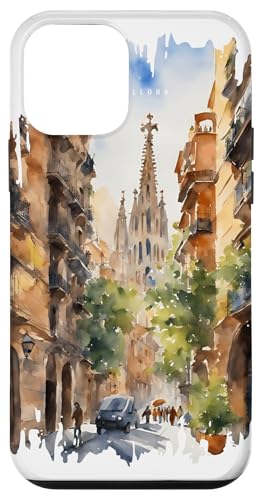 Barcelona Malerei Aquarell Kunst Vintage Reisen Spanien Hülle für iPhone 12 mini Barcelona Malerei Aquarell Kunst Vintage Reisen Spanien Hülle für iPhone 12 mini von GLOBESKETCH - Drawings around the world travel art