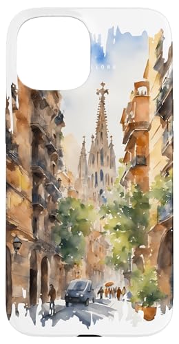 Barcelona Malerei Aquarell Kunst Vintage Reisen Spanien Hülle für iPhone 15 Barcelona Malerei Aquarell Kunst Vintage Reisen Spanien Hülle für iPhone 15 von GLOBESKETCH - Drawings around the world travel art