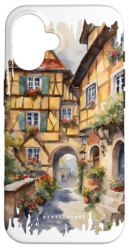Deutschland Malerei Aquarell Kunst Vintage Reisen Stadt Hülle für iPhone 16 Deutschland Malerei Aquarell Kunst Vintage Reisen Stadt Hülle für iPhone 16 von GLOBESKETCH - Drawings around the world travel art