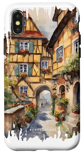 Deutschland Malerei Aquarell Kunst Vintage Reisen Stadt Hülle für iPhone X/XS Deutschland Malerei Aquarell Kunst Vintage Reisen Stadt Hülle für iPhone X/XS von GLOBESKETCH - Drawings around the world travel art