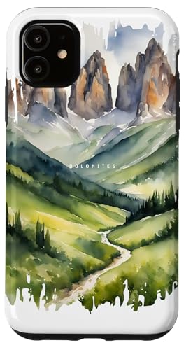 Dolomiti Italian Alps Gemälde Aquarell Kunst Vintage Reisen Hülle für iPhone 11 Dolomiti Italian Alps Gemälde Aquarell Kunst Vintage Reisen Hülle für iPhone 11 von GLOBESKETCH - Drawings around the world travel art