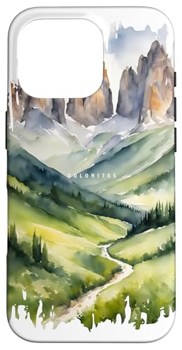 Dolomiti Italian Alps Gemälde Aquarell Kunst Vintage Reisen Hülle für iPhone 16 Pro Dolomiti Italian Alps Gemälde Aquarell Kunst Vintage Reisen Hülle für iPhone 16 Pro von GLOBESKETCH - Drawings around the world travel art