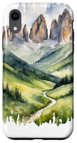 Dolomiti Italian Alps Gemälde Aquarell Kunst Vintage Reisen Hülle für iPhone XR Dolomiti Italian Alps Gemälde Aquarell Kunst Vintage Reisen Hülle für iPhone XR von GLOBESKETCH - Drawings around the world travel art