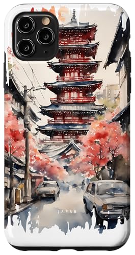 Japan Street Malerei Aquarell Kunst Vintage Reisen Hülle für iPhone 11 Pro Max Japan Street Malerei Aquarell Kunst Vintage Reisen Hülle für iPhone 11 Pro Max von GLOBESKETCH - Drawings around the world travel art
