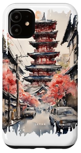 Japan Street Malerei Aquarell Kunst Vintage Reisen Hülle für iPhone 11 Japan Street Malerei Aquarell Kunst Vintage Reisen Hülle für iPhone 11 von GLOBESKETCH - Drawings around the world travel art