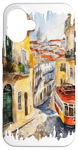 Lissabon Straßenbahn Malerei Aquarell Kunst Reisen Lisboa Hülle für iPhone 16 Lissabon Straßenbahn Malerei Aquarell Kunst Reisen Lisboa Hülle für iPhone 16 von GLOBESKETCH - Drawings around the world travel art