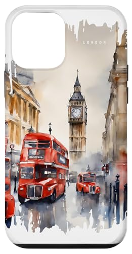 London Bus Malerei Aquarell Kunst Vintage Reisen England Hülle für iPhone 12 mini von GLOBESKETCH - Drawings around the world travel art