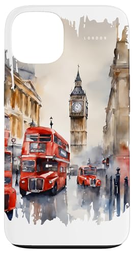 London Bus Malerei Aquarell Kunst Vintage Reisen England Hülle für iPhone 13 von GLOBESKETCH - Drawings around the world travel art