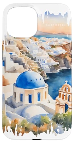 Santorin Griechenland Malerei Aquarell Blau Kunst Reisen Hülle für iPhone 15 Santorin Griechenland Malerei Aquarell Blau Kunst Reisen Hülle für iPhone 15 von GLOBESKETCH - Drawings around the world travel art