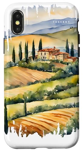 Toskana Malerei Aquarell Kunst Vintage Reisen Italien Hülle für iPhone X/XS Toskana Malerei Aquarell Kunst Vintage Reisen Italien Hülle für iPhone X/XS von GLOBESKETCH - Drawings around the world travel art