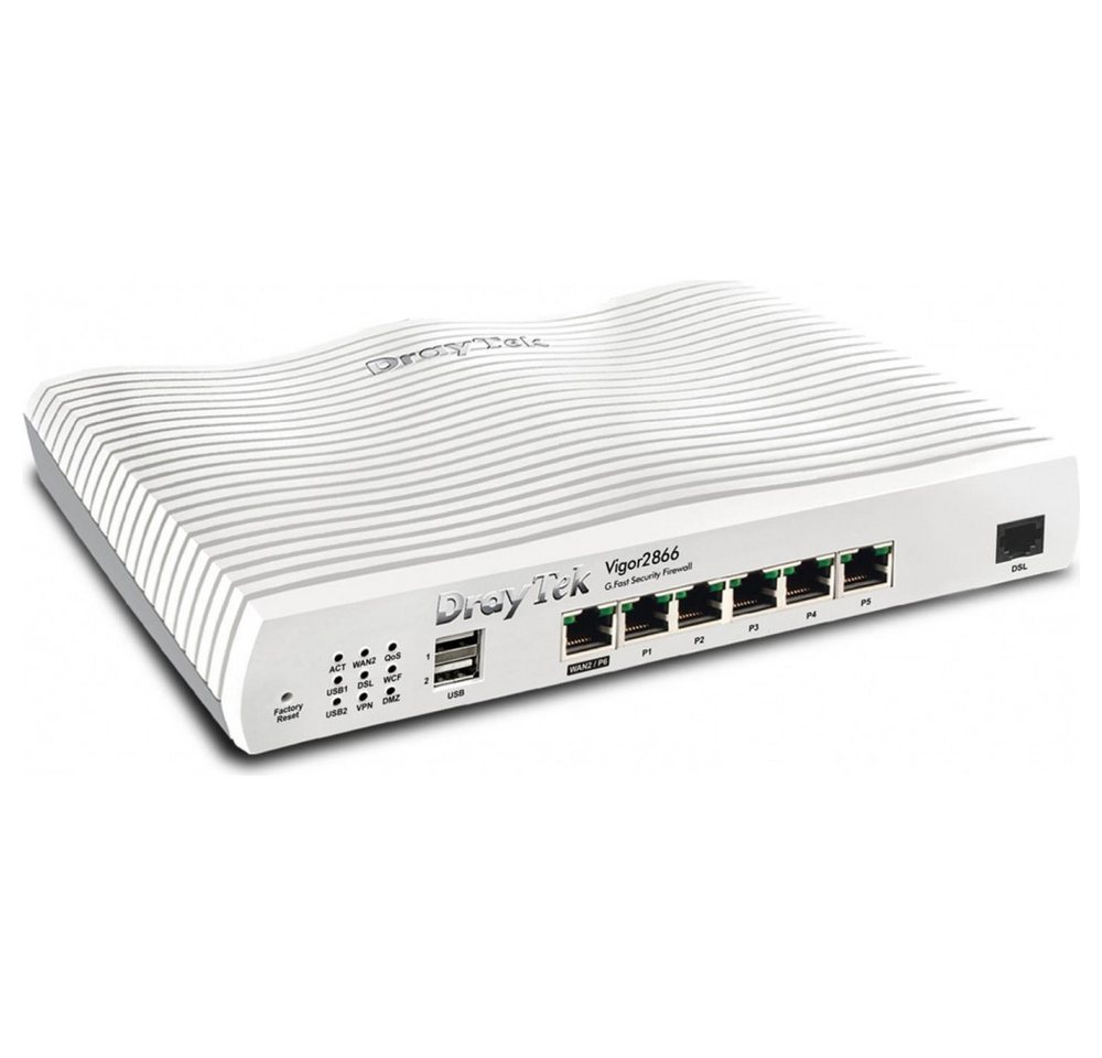 DrayTek DrayTek Vigor 2866 Router für Unternehmen. WLAN-Router, Dual-WAN-Firewall-Router mit G.fast-unterstütztem DSL-WAN DrayTek DrayTek Vigor 2866 Router für Unternehmen. WLAN-Router, Dual-WAN-Firewall-Router mit G.fast-unterstütztem DSL-WAN von DrayTek