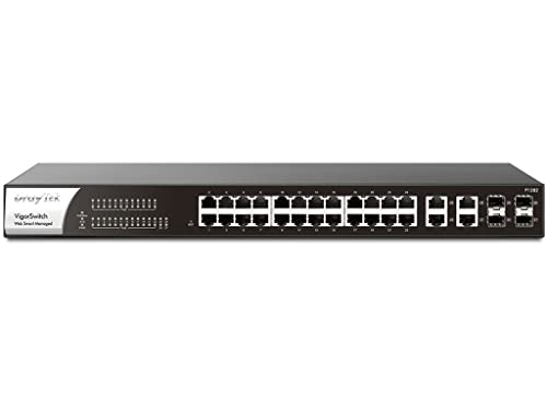 DrayTek VigorSwitch P1282-24 Gigabit-fähige PoE+ Ports, 400 Watt PoE Power Budget, 4 kombinierte Gigabit-SFP/RJ-45-Anschlüsse von DrayTek