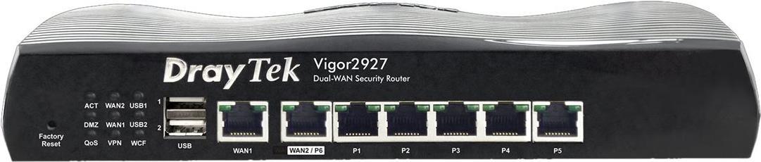 Draytek Vigor 2927 - Router - Switch mit 6 Ports - GigE - WAN-Ports: 2 - an Rack montierbar Draytek Vigor 2927 - Router - Switch mit 6 Ports - GigE - WAN-Ports: 2 - an Rack montierbar von Draytek